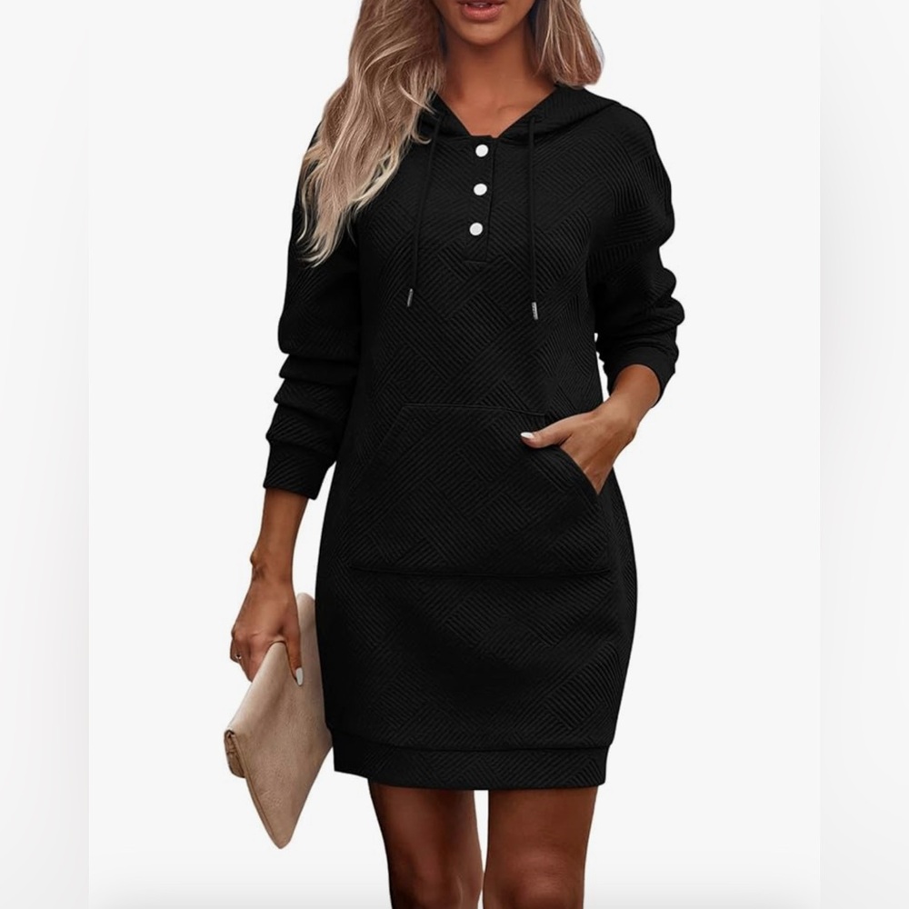Elegant Black Hoodie Dress
